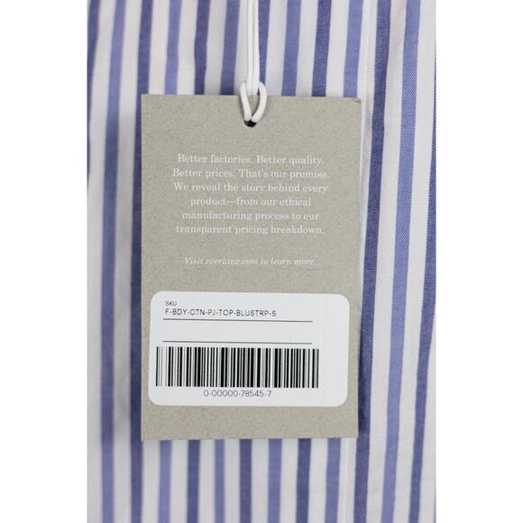 Everlane Small The Boxy Oxford Cropped Button Down Blue Stripe NWT - Picture 5 of 7